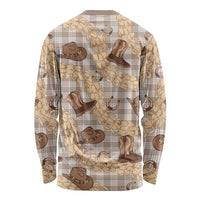 Khaki Palaka Hawaii Cowboy Long Sleeve Shirt Puakenikeni Lei Paniolo Papale Seamless Vibes - Polynesian Pride