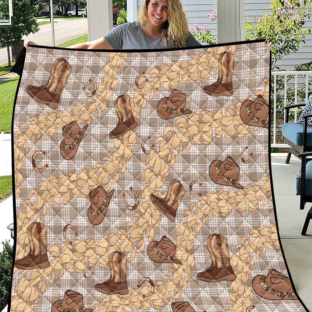 Khaki Palaka Hawaii Cowboy Quilt Puakenikeni Lei Paniolo Papale Seamless Vibes - Polynesian Pride