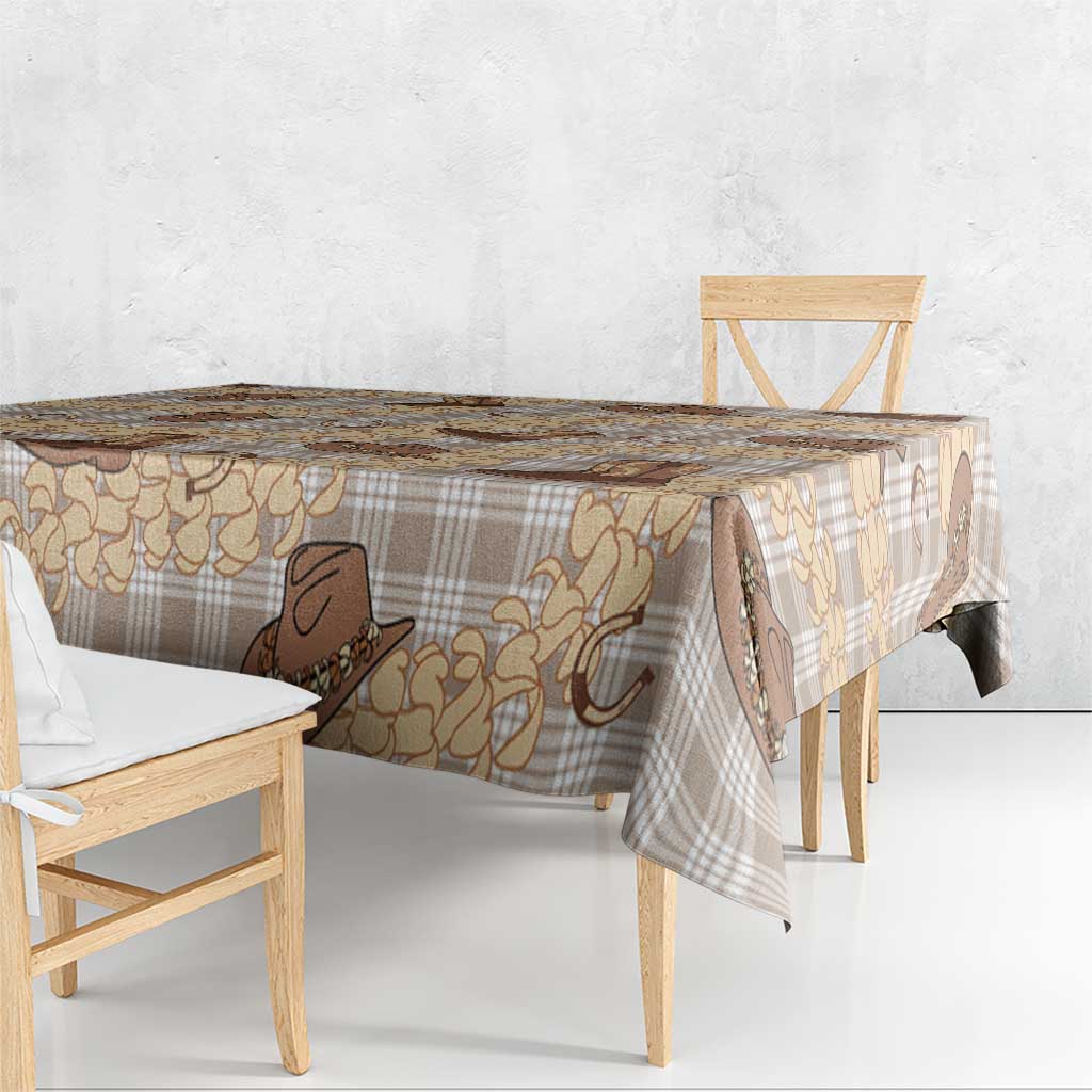 Khaki Palaka Hawaii Cowboy Tablecloth Puakenikeni Lei Paniolo Papale Seamless Vibes - Polynesian Pride