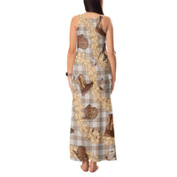 Khaki Palaka Hawaii Cowboy Tank Maxi Dress Puakenikeni Lei Paniolo Papale Seamless Vibes - Polynesian Pride