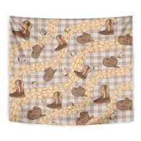 Khaki Palaka Hawaii Cowboy Tapestry Puakenikeni Lei Paniolo Papale Seamless Vibes - Polynesian Pride