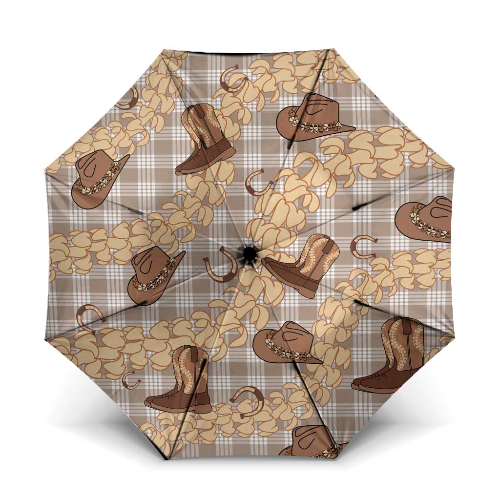 Khaki Palaka Hawaii Cowboy Umbrella Puakenikeni Lei Paniolo Papale Seamless Vibes - Polynesian Pride