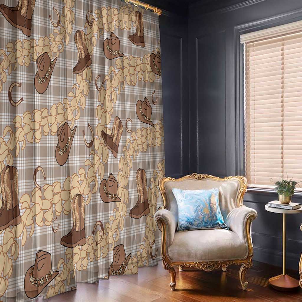 Khaki Palaka Hawaii Cowboy Window Curtain Puakenikeni Lei Paniolo Papale Seamless Vibes - Polynesian Pride