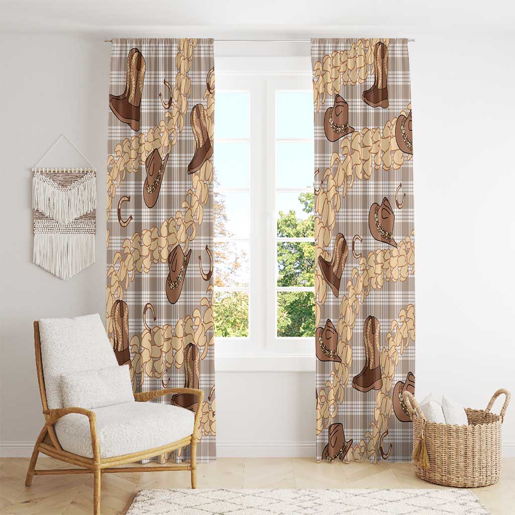 Khaki Palaka Hawaii Cowboy Window Curtain Puakenikeni Lei Paniolo Papale Seamless Vibes - Polynesian Pride