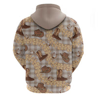 Khaki Palaka Hawaii Cowboy Zip Hoodie Puakenikeni Lei Paniolo Papale Seamless Vibes - Polynesian Pride