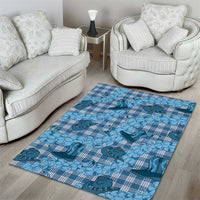 Cyan Palaka Hawaii Cowboy Area Rug Puakenikeni Lei Paniolo Papale Seamless Vibes - Polynesian Pride