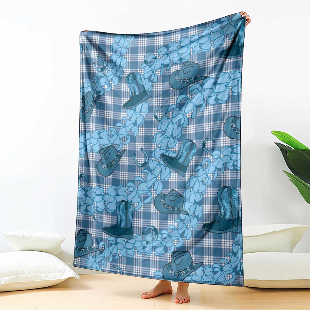 Cyan Palaka Hawaii Cowboy Blanket Puakenikeni Lei Paniolo Papale Seamless Vibes - Polynesian Pride