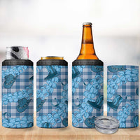 Cyan Palaka Hawaii Cowboy 4 in 1 Can Cooler Tumbler Puakenikeni Lei Paniolo Papale Seamless Vibes - Polynesian Pride