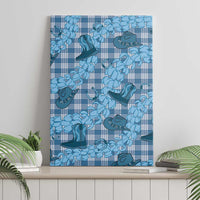 Cyan Palaka Hawaii Cowboy Canvas Wall Art Puakenikeni Lei Paniolo Papale Seamless Vibes - Polynesian Pride