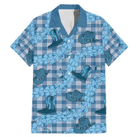 Cyan Palaka Hawaii Cowboy Family Matching Mermaid Dress and Hawaiian Shirt Puakenikeni Lei Paniolo Papale Seamless Vibes - Polynesian Pride