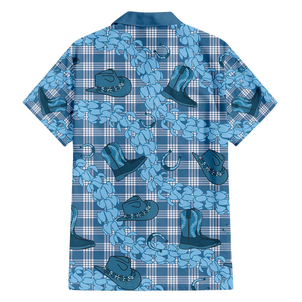 Cyan Palaka Hawaii Cowboy Family Matching Puletasi and Hawaiian Shirt Puakenikeni Lei Paniolo Papale Seamless Vibes - Polynesian Pride