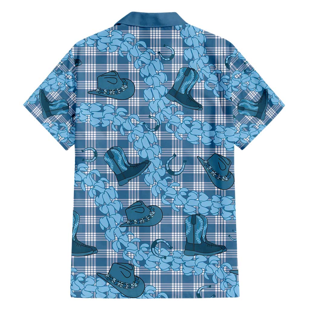 Cyan Palaka Hawaii Cowboy Hawaiian Shirt Puakenikeni Lei Paniolo Papale Seamless Vibes - Polynesian Pride