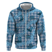 Cyan Palaka Hawaii Cowboy Hoodie Puakenikeni Lei Paniolo Papale Seamless Vibes - Polynesian Pride