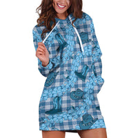 Cyan Palaka Hawaii Cowboy Hoodie Dress Puakenikeni Lei Paniolo Papale Seamless Vibes - Polynesian Pride