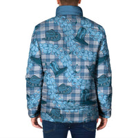 Cyan Palaka Hawaii Cowboy Padded Jacket Puakenikeni Lei Paniolo Papale Seamless Vibes - Polynesian Pride