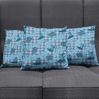 Cyan Palaka Hawaii Cowboy Pillow Cover Puakenikeni Lei Paniolo Papale Seamless Vibes - Polynesian Pride