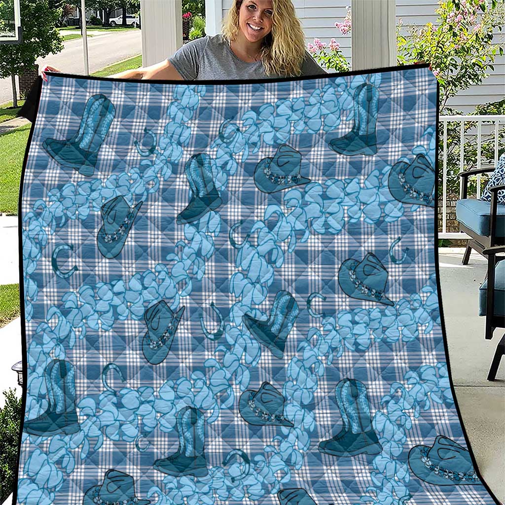 Cyan Palaka Hawaii Cowboy Quilt Puakenikeni Lei Paniolo Papale Seamless Vibes - Polynesian Pride