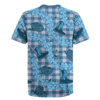 Cyan Palaka Hawaii Cowboy Rugby Jersey Puakenikeni Lei Paniolo Papale Seamless Vibes - Polynesian Pride