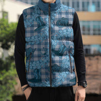 Cyan Palaka Hawaii Cowboy Sleeveless Puffer Jacket Puakenikeni Lei Paniolo Papale Seamless Vibes - Polynesian Pride