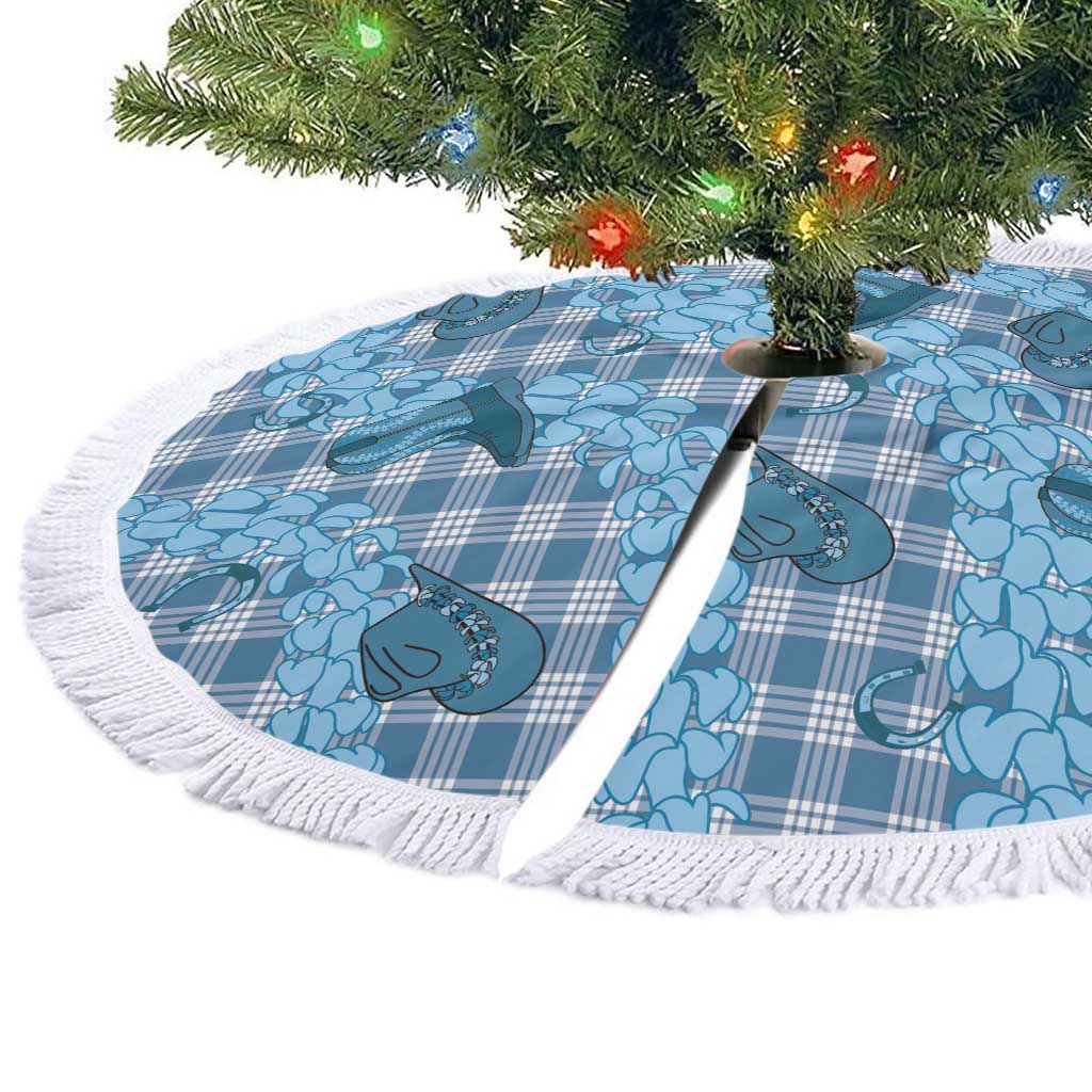 Cyan Palaka Hawaii Cowboy Tree Skirt Puakenikeni Lei Paniolo Papale Seamless Vibes - Polynesian Pride