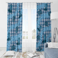 Cyan Palaka Hawaii Cowboy Window Curtain Puakenikeni Lei Paniolo Papale Seamless Vibes - Polynesian Pride