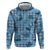 Cyan Palaka Hawaii Cowboy Zip Hoodie Puakenikeni Lei Paniolo Papale Seamless Vibes - Polynesian Pride