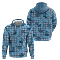 Cyan Palaka Hawaii Cowboy Zip Hoodie Puakenikeni Lei Paniolo Papale Seamless Vibes - Polynesian Pride