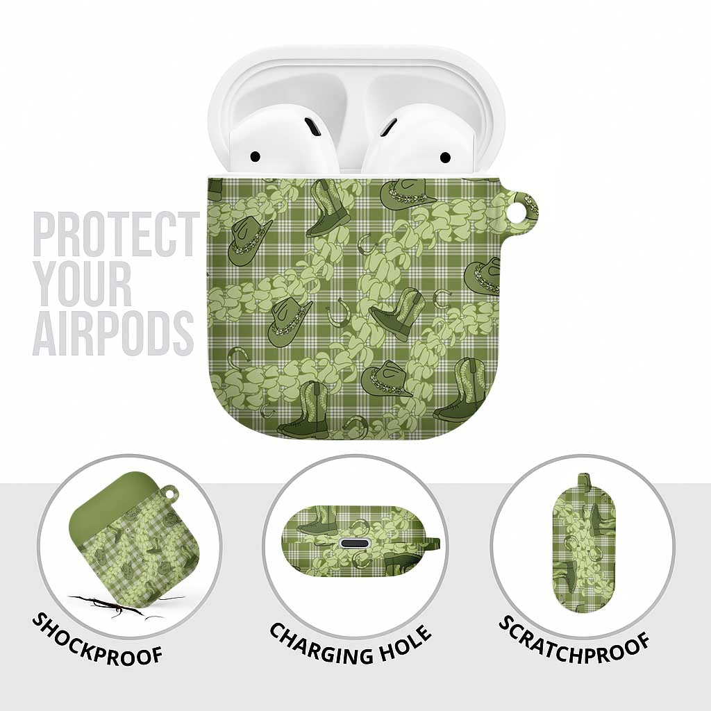 Lime Palaka Hawaii Cowboy AirPods Case Puakenikeni Lei Paniolo Papale Seamless Vibes - Polynesian Pride