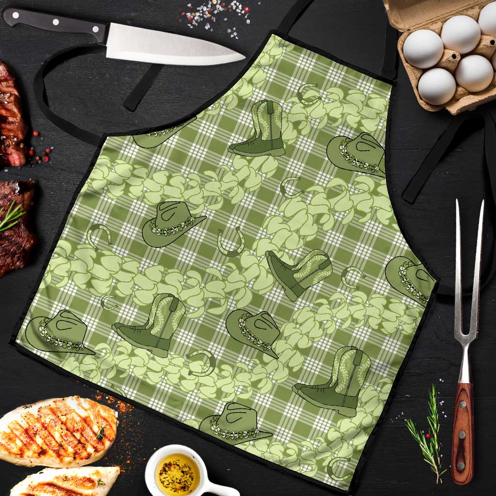 Lime Palaka Hawaii Cowboy Apron Puakenikeni Lei Paniolo Papale Seamless Vibes - Polynesian Pride