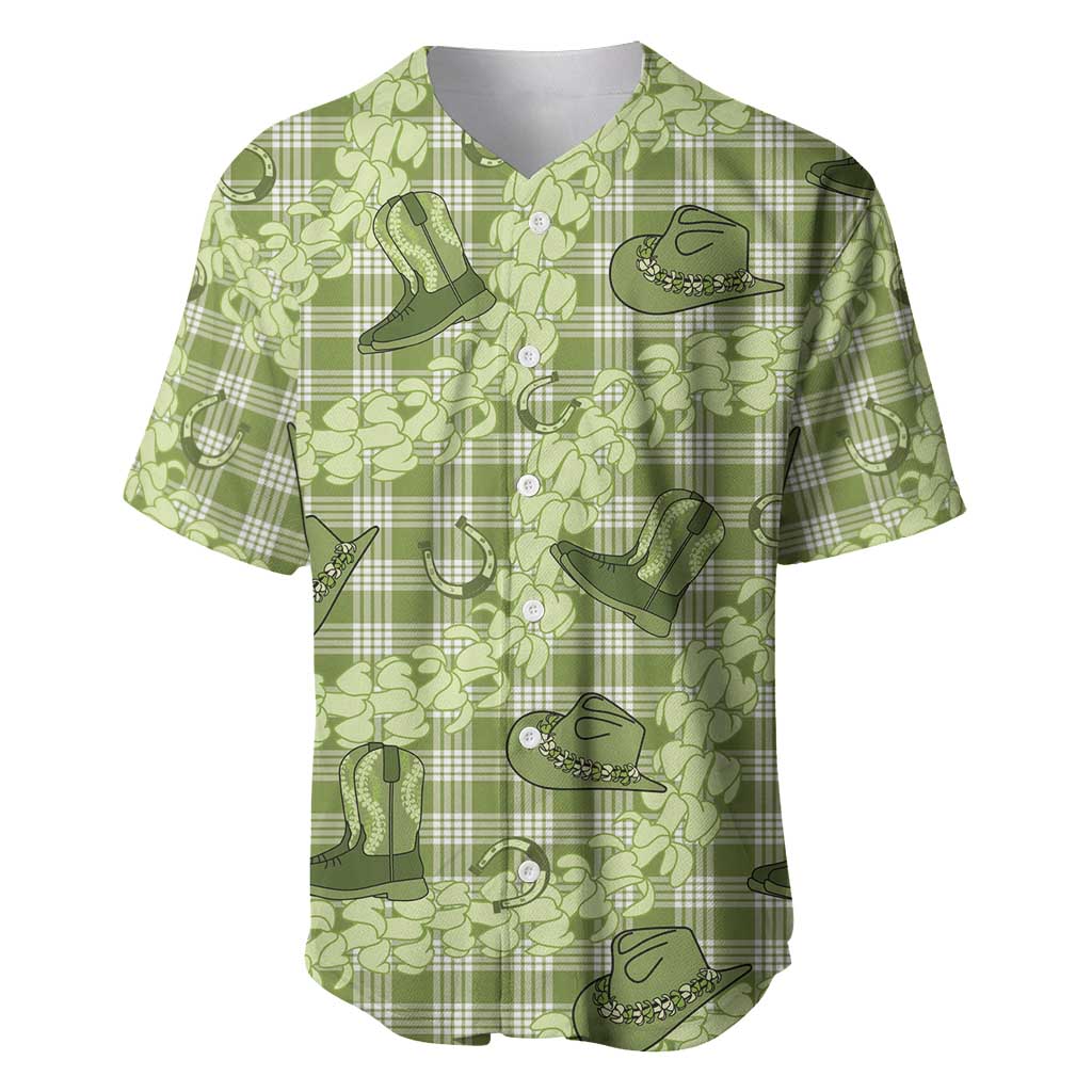 Lime Palaka Hawaii Cowboy Baseball Jersey Puakenikeni Lei Paniolo Papale Seamless Vibes - Polynesian Pride