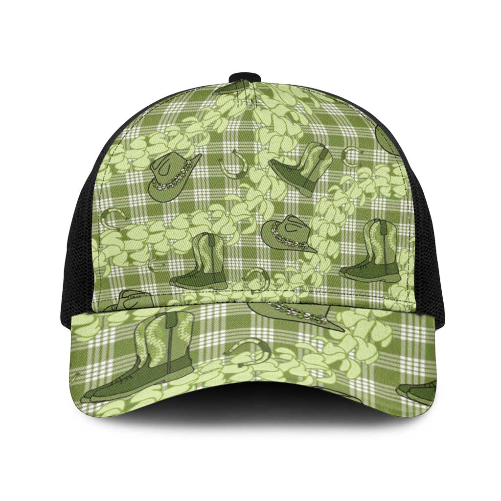 Lime Palaka Hawaii Cowboy Baseball Net Cap Puakenikeni Lei Paniolo Papale Seamless Vibes - Polynesian Pride