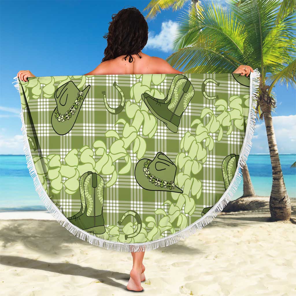 Lime Palaka Hawaii Cowboy Beach Blanket Puakenikeni Lei Paniolo Papale Seamless Vibes - Polynesian Pride