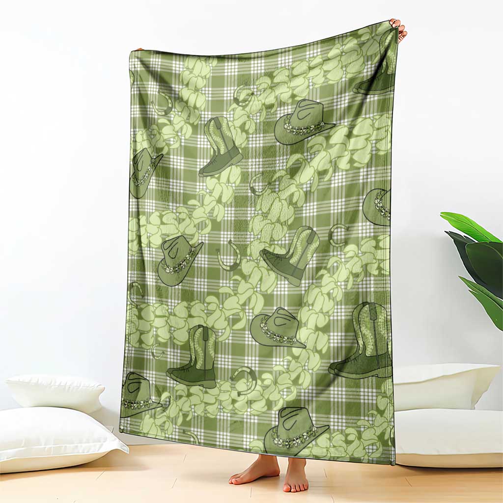 Lime Palaka Hawaii Cowboy Blanket Puakenikeni Lei Paniolo Papale Seamless Vibes - Polynesian Pride