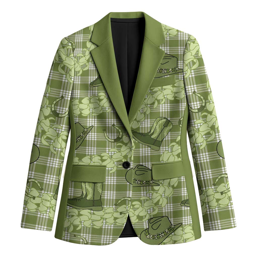 Lime Palaka Hawaii Cowboy Blazer Puakenikeni Lei Paniolo Papale Seamless Vibes - Polynesian Pride