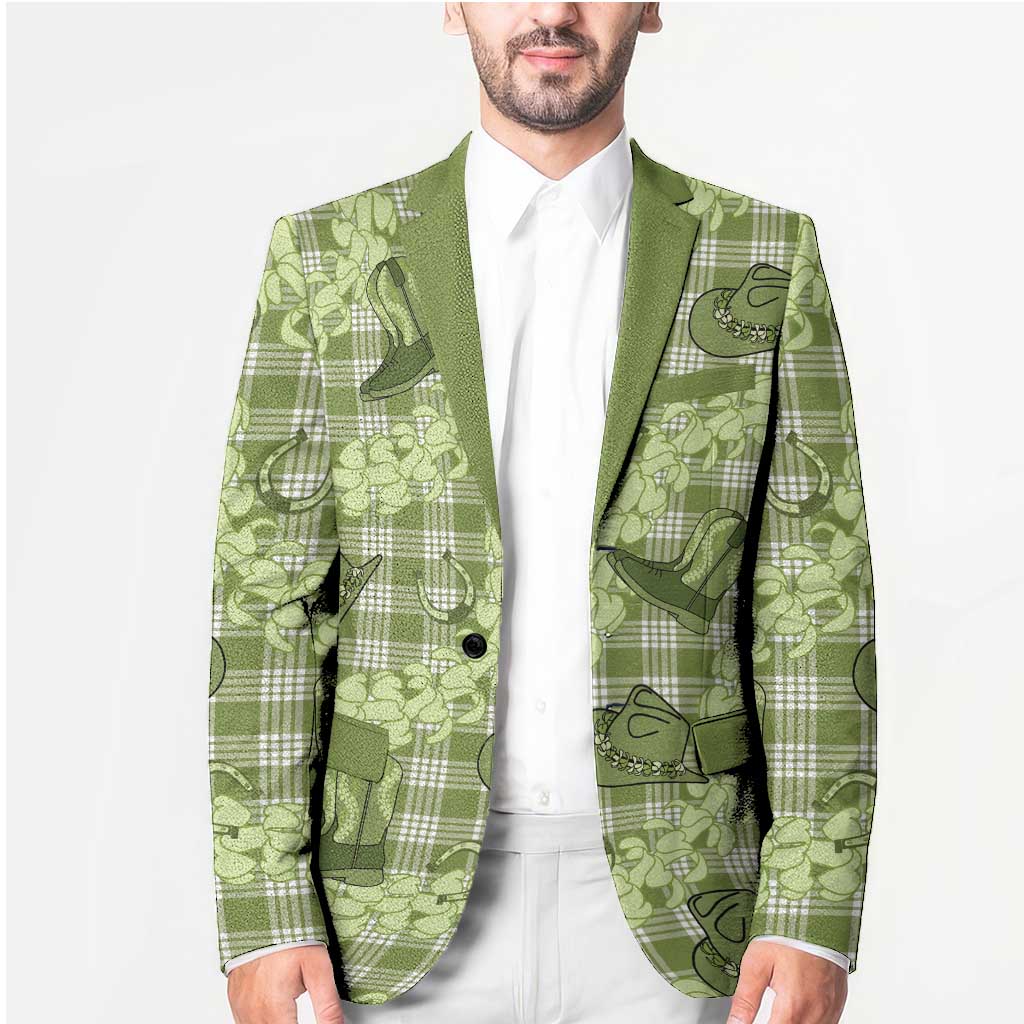 Lime Palaka Hawaii Cowboy Blazer Puakenikeni Lei Paniolo Papale Seamless Vibes - Polynesian Pride