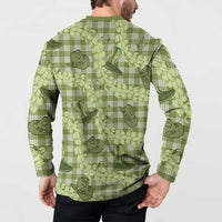 Lime Palaka Hawaii Cowboy Button Sweatshirt Puakenikeni Lei Paniolo Papale Seamless Vibes - Polynesian Pride