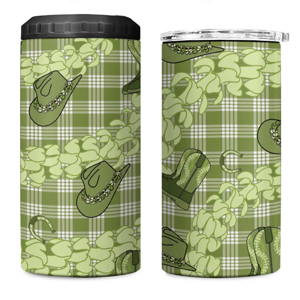 Lime Palaka Hawaii Cowboy 4 in 1 Can Cooler Tumbler Puakenikeni Lei Paniolo Papale Seamless Vibes - Polynesian Pride