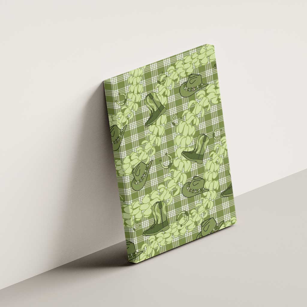 Lime Palaka Hawaii Cowboy Canvas Wall Art Puakenikeni Lei Paniolo Papale Seamless Vibes - Polynesian Pride