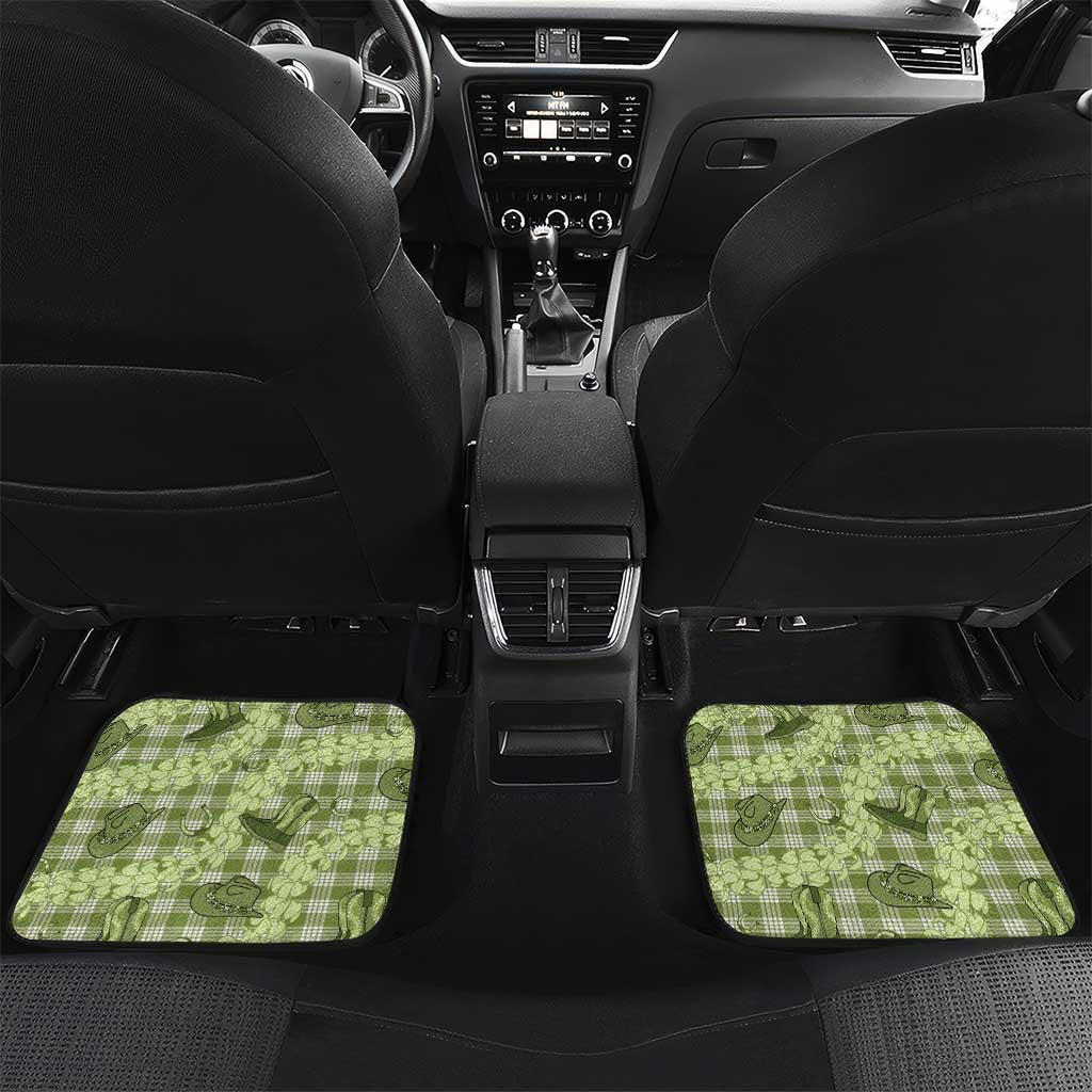 Lime Palaka Hawaii Cowboy Car Mats Puakenikeni Lei Paniolo Papale Seamless Vibes - Polynesian Pride