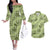 Lime Palaka Hawaii Cowboy Couples Matching Off The Shoulder Long Sleeve Dress and Hawaiian Shirt Puakenikeni Lei Paniolo Papale Seamless Vibes - Polynesian Pride