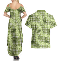 Lime Palaka Hawaii Cowboy Couples Matching Summer Maxi Dress and Hawaiian Shirt Puakenikeni Lei Paniolo Papale Seamless Vibes - Polynesian Pride