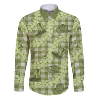 Lime Palaka Hawaii Cowboy Family Matching Off Shoulder Maxi Dress and Hawaiian Shirt Puakenikeni Lei Paniolo Papale Seamless Vibes - Polynesian Pride