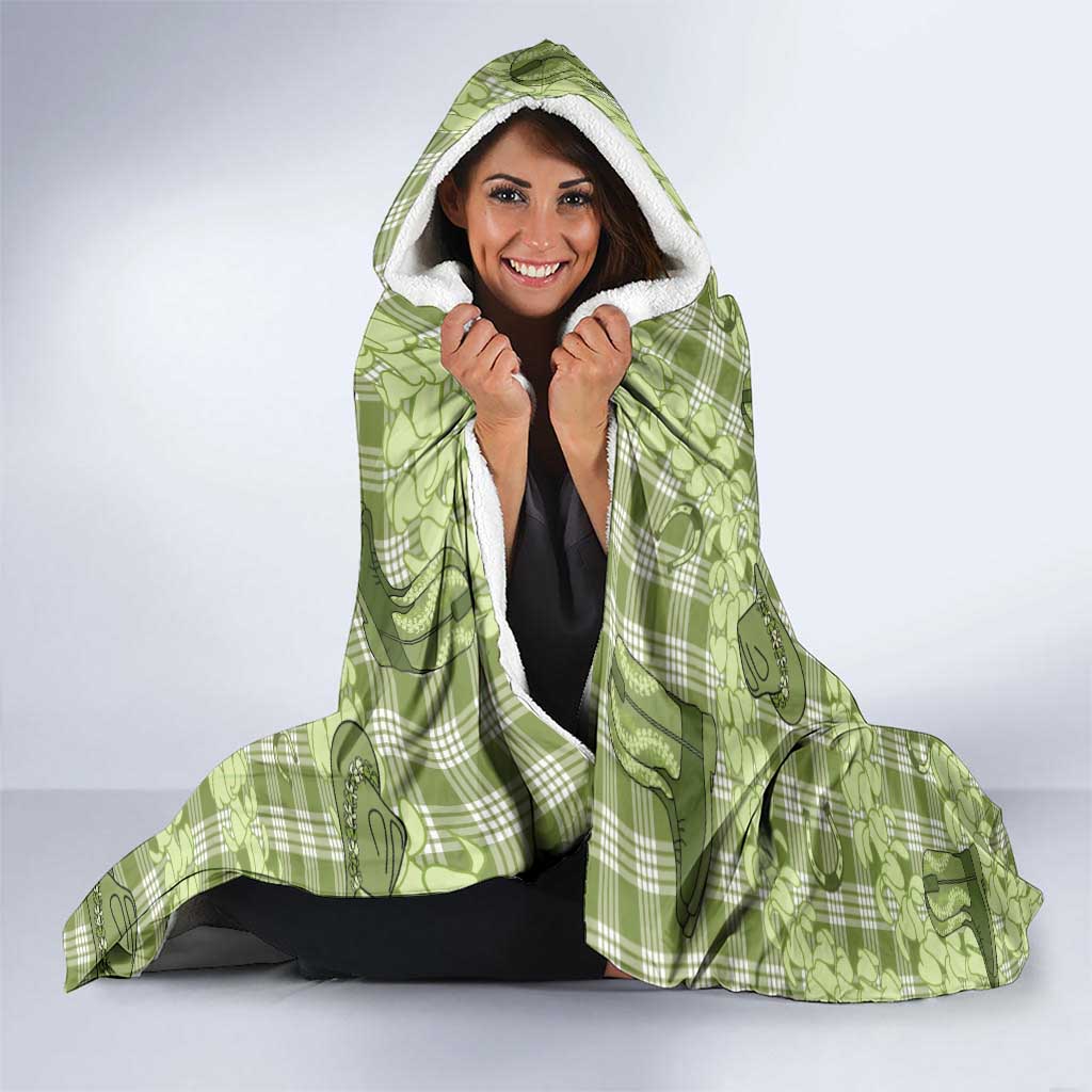 Lime Palaka Hawaii Cowboy Hooded Blanket Puakenikeni Lei Paniolo Papale Seamless Vibes - Polynesian Pride