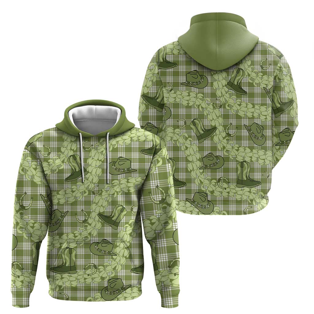 Lime Palaka Hawaii Cowboy Hoodie Puakenikeni Lei Paniolo Papale Seamless Vibes - Polynesian Pride