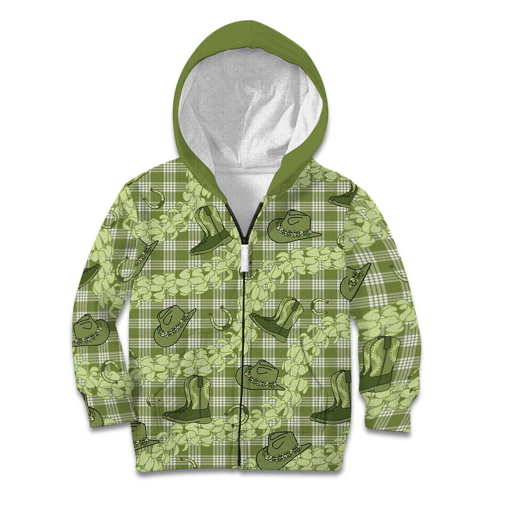 Lime Palaka Hawaii Cowboy Kid Hoodie Puakenikeni Lei Paniolo Papale Seamless Vibes - Polynesian Pride