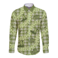 Lime Palaka Hawaii Cowboy Long Sleeve Button Shirt Puakenikeni Lei Paniolo Papale Seamless Vibes - Polynesian Pride