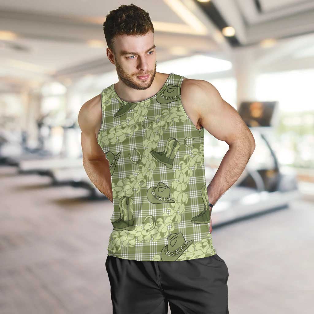 Lime Palaka Hawaii Cowboy Men Tank Top Puakenikeni Lei Paniolo Papale Seamless Vibes LT14 Lime - Polynesian Pride