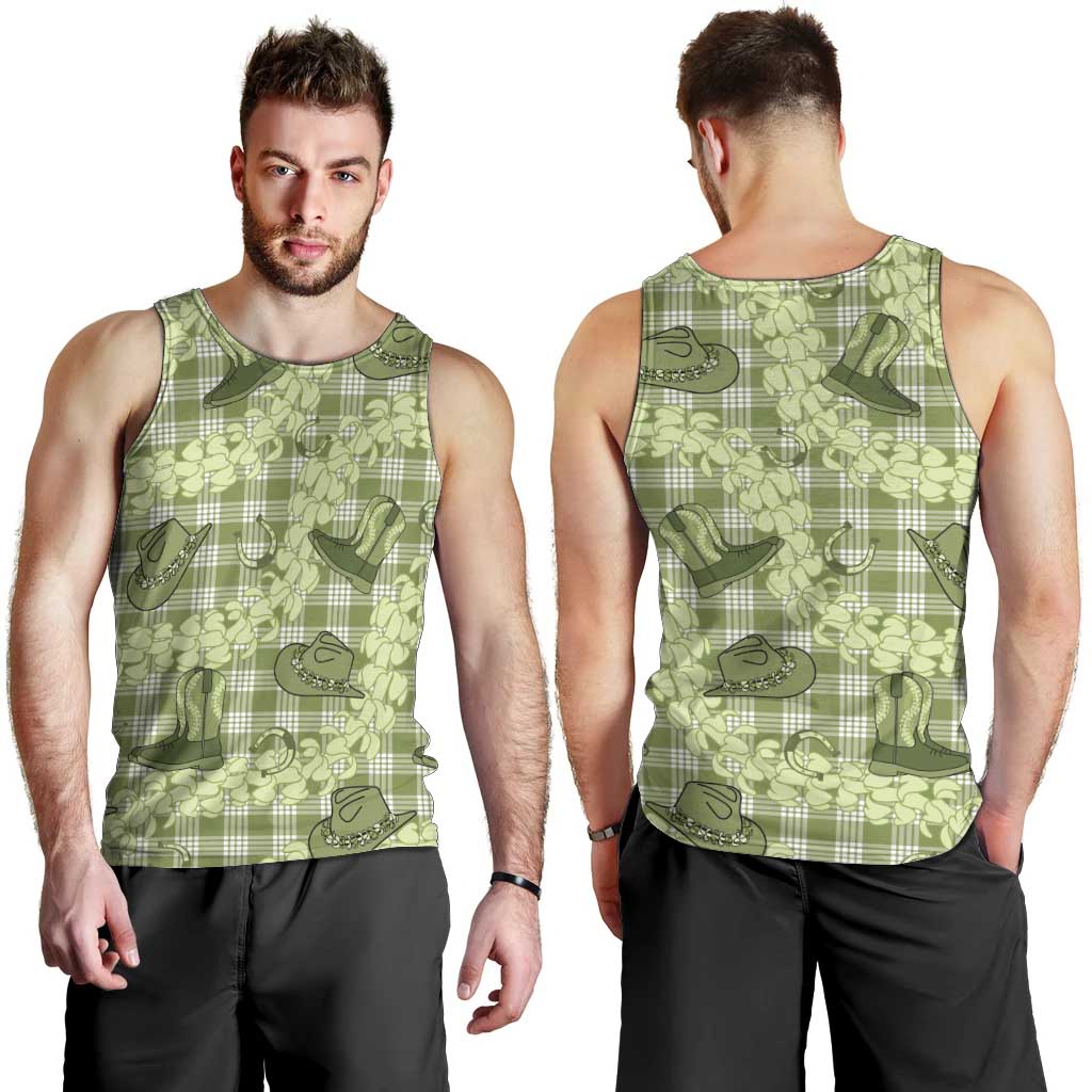 Lime Palaka Hawaii Cowboy Men Tank Top Puakenikeni Lei Paniolo Papale Seamless Vibes LT14 - Polynesian Pride