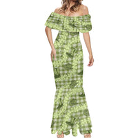 Lime Palaka Hawaii Cowboy Mermaid Dress Puakenikeni Lei Paniolo Papale Seamless Vibes - Polynesian Pride