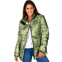 Lime Palaka Hawaii Cowboy Padded Jacket Puakenikeni Lei Paniolo Papale Seamless Vibes - Polynesian Pride